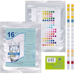 16 in 1 Water Tester Drinking Water - Pack of 100 Water Test Strips Drinking Water for Drinking Water Tap Water, Water Test Strips with 80 Pieces PH Test Paper for Water Quality Test