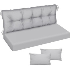 Ferocity Cushion for Hollywood Swing 150 x 50 x 50 cm, Garden Bench Cushion and 2 Cushions, Pallet Cushion, Seat Cushion and Back Cushion, Cushion, Mattress, Garden Cushion, Smooth Pik Grey [133]