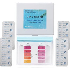 SBINTUOR 2-in-1 Set Pool Tester pH and Chlorine, Tablets Pool Tester Water Test Chlorine/Bromine and pH, Pool Accessories Water Tester for Pool, Spa, Whirlpool (20 x DPD1 Tablets + 20 x Phenol Red