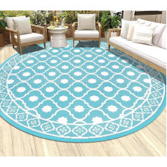 HEBE 6ft Round Outdoor Patio Clearance Rug, Waterproof Patio Mat, Reversible Plastic Camping Rugs, Doormat, Circular Outdoor, Balcony, Backyard