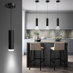 OKELI LED Pendant Lights, 22 cm Black Modern Kitchen Island Pendant Light, 20 W 4000 K Adjustable Focus Pendant Light, Mini Height Adjustable Pendant Lamp for Kitchen Island, Dining Room, Bar (1 Pack)