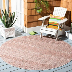 Safavieh Courtyard Collection CY8196 Lint Free Stain Resistant Patio Backyard Rug 180 x 180 cm Round Beige Rust