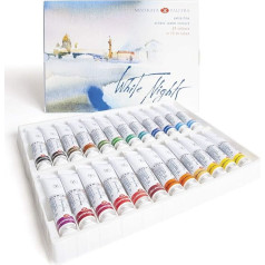 White Nights Russian Artists Watercolour Paints Set of 24 Colours 10 ml Tubes