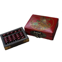 LKSGJSNB Antique Wooden Abacus with Five Beads and Flowers and Birds Pattern Wooden Box Retro Nostalgia Abacus Collection