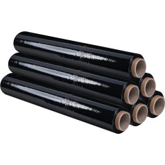 eurofolin Stretch Film Black 6 Rolls 23 my 3.3 kg 500 mm Wide 285 m Packaging Film on Roll Film for Furniture Moving Film Hand Stretch Film Pallet Film Film for Moving