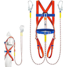 FIYSON Fall Protection Kit with Strap, 5 Point Safety Guard with 2 Connection Points + 2M Lanyard Strap + Double Hook for Air Work, Climbing, Rescue