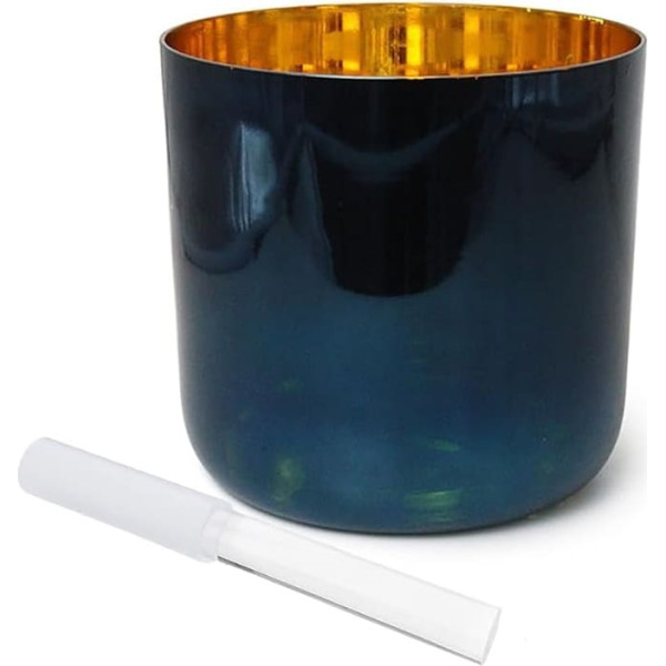 Klangschale aus blauem Kristall, Chakra, Klangheilung, Meditationsschale, 17,8 cm, C-Note mit Klöppel und O-Ring, 432 Hz Frequenz