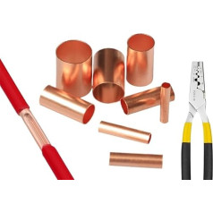 GT Copper Connecting Pipe Wire Joint Connector φ1.5/2/2.5/3/4/5/6/7/8/10 mm Cold Crimping Terminal And Crimping Pliers(GT-10 1000 Pieces, 5 Packs)