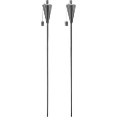 Harbour Housewares 2 x Silver 146 cm Metal Cone Garden Fire Torches - Large Outdoor Citronella Paraffin Oil Burner Tiki Stake Lantern Lighting