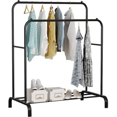 Edihome , Clothes Rack, Double Clothes Rail, 110 x 150 x 54 cm, Shoe Rack, Metallic, Sturdy, Clothes Rack, Clothes Stand, Clothes Organiser (Black)