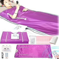 ‎Aisny Infrared Sauna Blanket, 2 Zone Infrared Sauna Blanket with Zip, 100 Shower Caps, 10 Bath Bags, Detox Therapy Sauna, Portable Oxford Sauna Blanket, Remote Control, Electric Blanket, Sweating