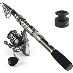 Sougayilang Spinning Fishing Rod and Spool Combos Portable Telescopic Fishing Rod Spinning Reels for Travel Saltwater Freshwater Fishing
