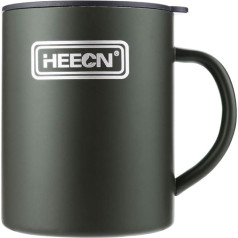 Heecn HESS-038BBKBG Army green 300 ml / 450 ml camping mug with lid