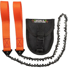 Nature is Adventure More Bite with 33 teeth made of carbon steel hand chainsaw incl. Belt bag - Premium survival AST saw, garden saw for camping, garden and outdoor accessories