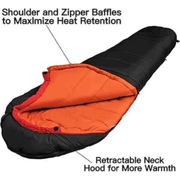 Bessport Sleeping Bag -10 °C -15 °C 4 Seasons Winter Mummy Sleeping Bag Water-Repellent Sleeping Bag for Travel Camping Outdoor Camping or Indoor