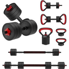 JOROTO Adjustable Dumbbell Set, Weights Dumbbells Set with Plug, 4-in-1 Workout Weight Set for Home Gym Used as Barbell, Kettlebells, Push Up Stand, Men Women Exercise Fitness Equipment