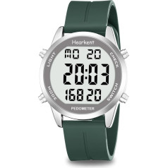 Hearkent Pedometer watch without Bluetooth, without app, pedometer watch, 30 m waterproof watch, LCD large numbers, friendly pedometer watch, seniors, with countdown / alarm / calorie counter