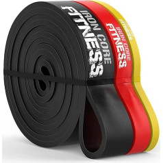Premium Quality Pull Up Aid Band Set for Pull Up Training Strength Mobility Stretching Gym or Home Thick Long Elastic Resistance Bands by Iron Core Fitness.