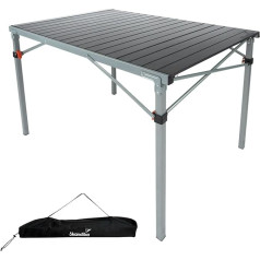 Skandika Maikku Aluminium Folding Table, Aluminium Camping Table for 6 People, 80 kg Load Capacity, 107 x 70 x 70 cm, Waterproof, Foldable, Lightweight, Rollable Table Top, Folding Table for Garden,