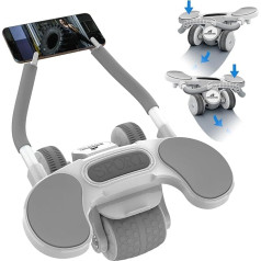 RHINOSPORT Abdominal Roller Ab Roller Set, Abdominal Trainer with Rotating Function, Automatic Rebound, Effective Abdominal Training, Includes Knee Mat, Fitness Equipment for Home, Core Training