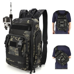 Fishing Bag, Fishing Tackle Bag, Waterproof Fishing Tackle Backpack for Storing and Organising Fishing Accessories and Fishing Equipment, Outdoor Shoulder Backpack for Fishing, Hiking, Hunting,