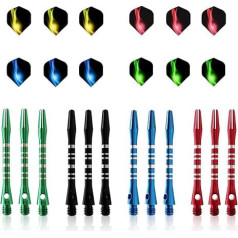 12 Sets Dart Flights and Shafts, Medium Aluminum Dart Shafts with Plastic Flights, Colorful Target Dart Accessories for Indoor Dart Games