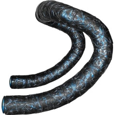 Supacaz Rod Tape - Length 2200 mm - Super Sticky Kush - Splat - Blue Refractor + Ano Blue Plugs