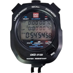 DIGI Stopwatch DT-320 | 300 Memory | Stroke Number Base 3 | Time & Date | Dual Timer | Pressure Point Mechanism | Pro & Trainer