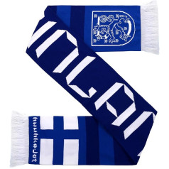 Suomi Finland Football High-Definition HD Knit Scarf, white / blue