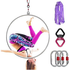 Aerial Hoop Set, Professional Aerial Lyra Hoop, 85 cm/90 cm/95 cm, 3 Sizes, Stainless Steel, Single Point Aerial Ring Equipment with Complete Rigging Hardware, Aerial Yoga Hoop Sling for Home, Gym