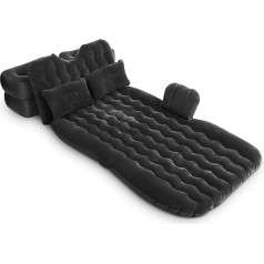 EBTOOLS Inflatable Car Mattress with Air Pump, Portable Air Bed, Car Mattress for Travel, Camping, Outdoor Activities, 2 Inflatable Stools, Air Cushions, Black