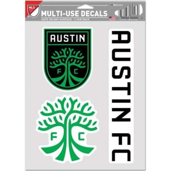 WinCraft MLS Austin FC Stickers Multipurpose Fan 3 Pack Team Colours One Size
