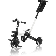 FableKids Tricycle 7-in-1 Children's Tricycle Balance Bike Children's Handlebar Bicycle Baby Pram Parent Steering Foldable Cup Holder from 18 Months Bell White (FA-HE-KT3Y)