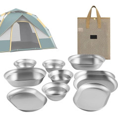 Metal Camping Plate Stainless Steel Tableware Set Rustproof Camping Serving Plate Campfire Solid Elevate Outdoor Dining Experience Stainless Steel Camping Plate Unforgettable Camping