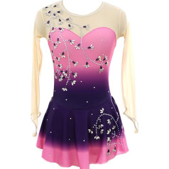 ZSWXF Girls Pink Gradient Figure Skating Dress Show Uniform Figure Skating Dress for Women Leotard Dress Dance Wear