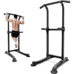 ZENOVA Pull Up Bar Dip Bar Power Tower Workout Dip Station Height Adjustable Freestanding Pull Up Bar for Men Women Teens 150kg Load Capacity