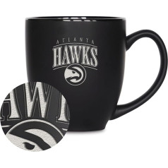 Rico Industries NBA Basketball Atlanta Hawks Alternate 1 15oz Laser Engraved Matte Black Ceramic Bistro Mug Hot or Cold Drinks