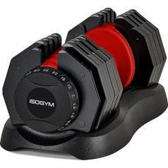 ISOGYM Adjustable Dumbbell 2.5 kg - 25 kg (Sold Single) 10 Selection Weight Set (Quick Change Weight Setting Safety Mechanism) Bodybuilding Fitness Weight Lifting at Home