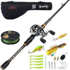 Sougayilang Fishing Rod and Reel Combo, 11+1 BB Baitcasting Reel with Telescopic Fishing Rod Combo, Baitcaster Combo for Beginners