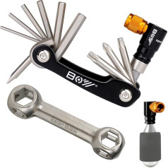 MatyKit Bike Tools, Bicycle Multitool Has Co2 Inflator Tool and All Iron Bone Wrench Kit, Mountain Bike Accessories Tool, Repair Kit Set for Portable Travel Emergency Safety Maintenance Fixie