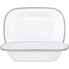 Argon Tableware White Enamel Cake Bowls - 20 cm - Grey - Pack of 2