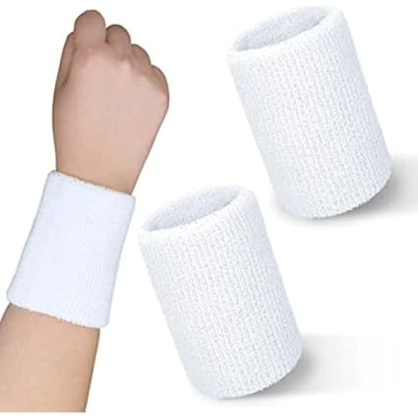 Greoer Sports Wristbands, 2 Pack Elastic Cotton Sweatbands Wristbands for Men and Women, Absorbent Black Sports Bracelets for Basketball, Baseball, Soccer, Tennis, Running