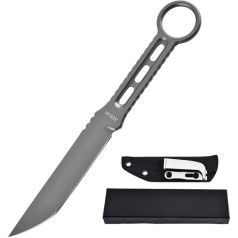 Small handy tool steel knife sharp non-slip grey survival portable camping outdoor knife edc hunting knife neck knife fixed knife belt knife / clip sheath, gift for men
