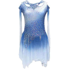 PONNYC Figure Skating Dress for Girls Figure Skating Competition Clothing Winter Sports Clothing with Colour Gradient Shiny Rhinestones Artificial Gymnastics Jersey Suits