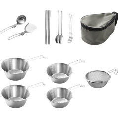 Camping Cookware Cookware Stainless Steel Cups Plates Forks Spoons Utensils Outdoor Cooking Equipment Easy to Use