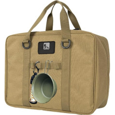 Tuxxjzm Camping-Kochgeschirr-Aufbewahrungstasche, Oxford-Tasche für Kochutensilien, wasserdicht, großes Fassungsvermögen, Zwei-Wege-Reißverschluss, Kochgeschirr-Tasche für Grillen, Camping,