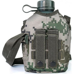 Abbdbd Militärische Kantinen-wasserflasche, Aluminium-wasserflasche, Verstärkter Nylonbezug, Gürtelholster, Fassungsvermögen: 1 L, Tragbare Wasserflaschen Schultergurt