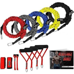 Resistance Bands, 15 Piece Exercise Band Set, 20lb to 40lb Resistance Tubes with Durable Protective Nylon Sleeves, Anti Snap Lock for Fitness SUPALAK