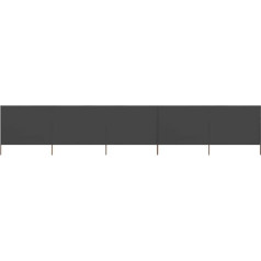 5-Piece Beach Wind Protection Privacy Screen Non-Woven Fabric and Wooden Posts, Wind Protection Fabric, Foldable Sun Protection for Camping, Balcony, Patio, Garden, Fence, 600 x 120 cm, Anthracite