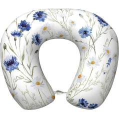 Zhuanyun Reisekissen mit Wildblumen und Kornblumen, Gänseblümchen, klassisch, bequem, Memory-Schaum, Reisekissen, Kopfstütze, weiches Kissen